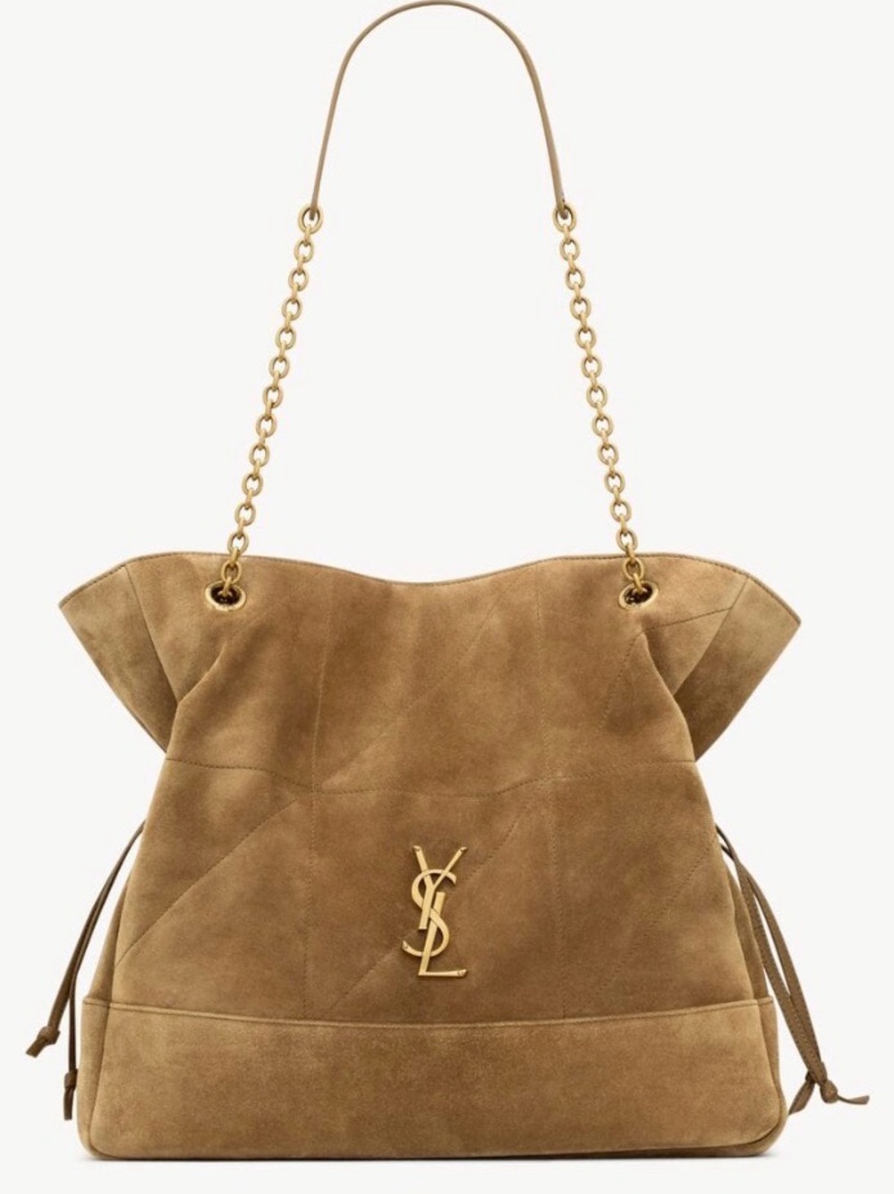 Saint Laurent Suede Tote in Cognac with Gold Hardware